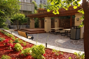View from the garden Platinum Suites - Furnished Apartments for Rent Mississauga