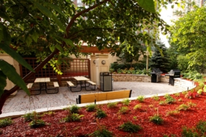 View from the garden Platinum Suites - Furnished Apartments for Rent Mississauga